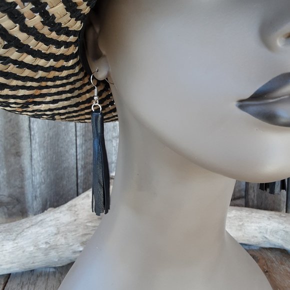 Handmade Leather Fringe Earrings - Picture 8 of 8